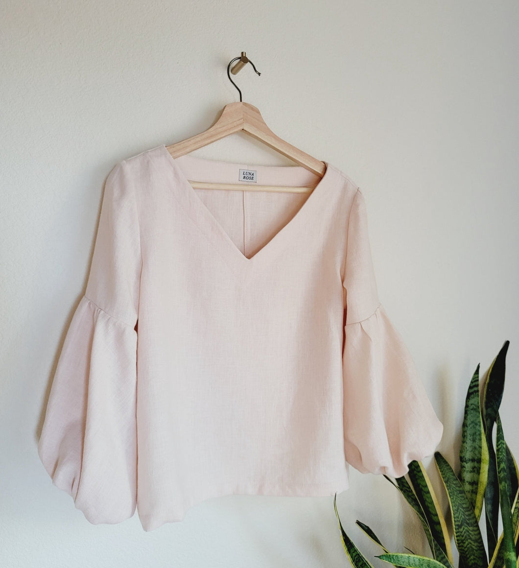 Linen Blouse Naturally Hand Dyed Top (Pre-order)